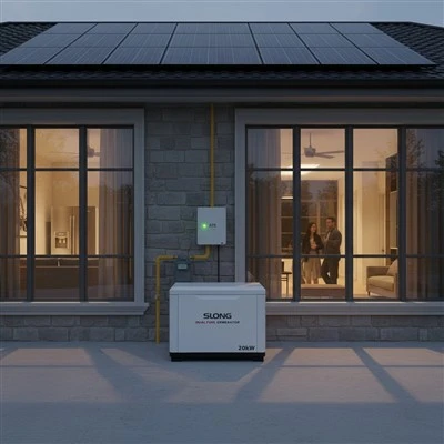 SLONG Silent Dual Fuel Generator 5–50kW maakaasu, nestekaasu, bensiini kotivalmiusgeneraattori, ATS, WiFi, SmartGen-etävalvonta